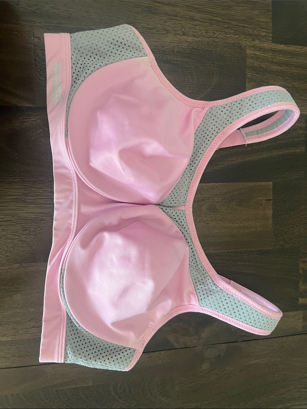 GLAMORISE Sport Elite Performance 38B 38 B Pink Sports Bra Gray Mesh Accents EUC